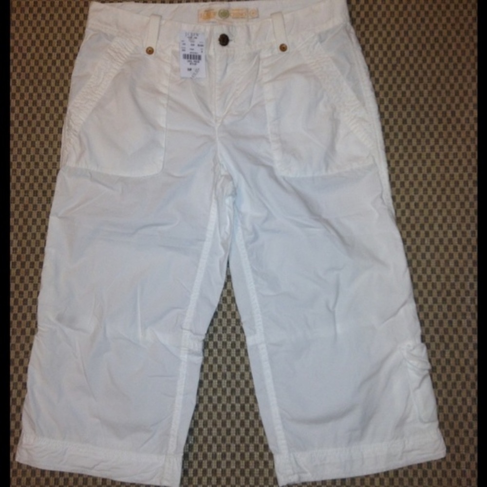 J Crew White Cargo Cropped Capris Super Nice